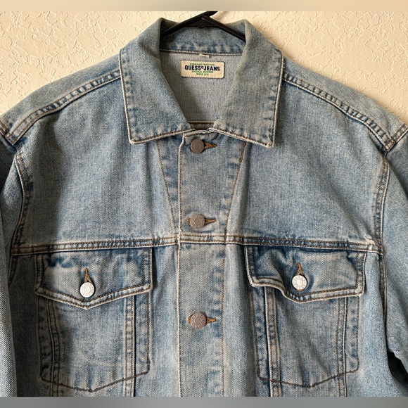 Vintage Guess Denim Jacket Trucker style sz S to M made in USA 80’s Green label - Picture 3 of 14
